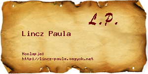 Lincz Paula névjegykártya